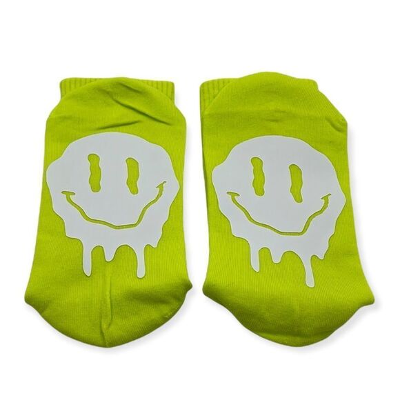 NWT Wool + Pepper Co. Neon Melting smiley Face on bottom of sock Crew Socks - Picture 2 of 3